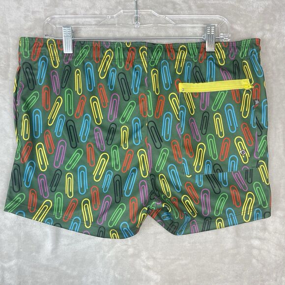 Vintage Tulio Mens Large Paperclip Rainbow Swim Trunks Rare 80s Rainbowcore - Picture 5 of 14
